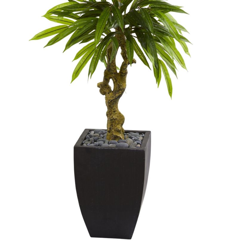 5.5-Foot Mango Artificial Tree in Black Wash Planter UV Resistant (Indoor/Outdoor)
