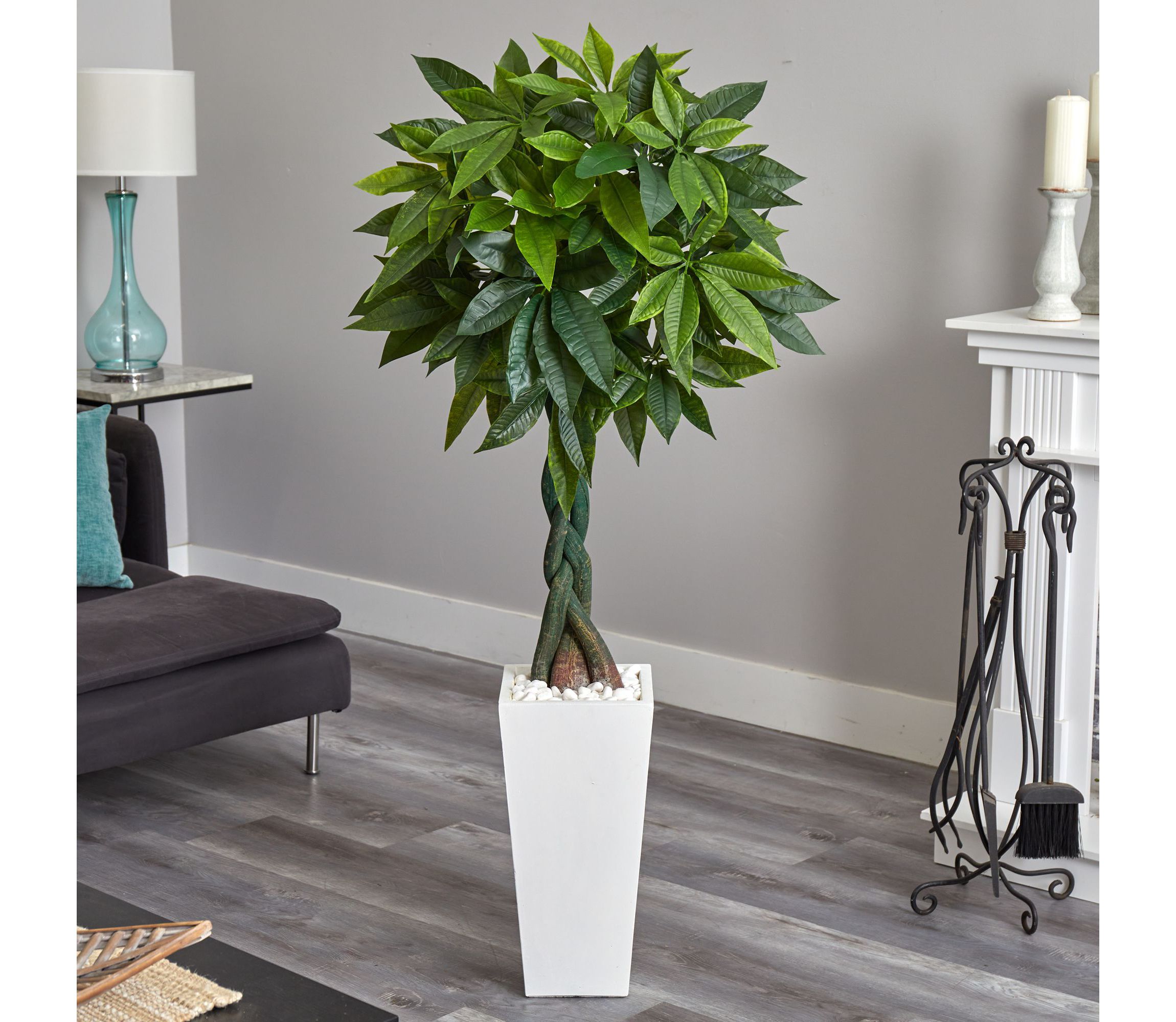 5.5-Foot Money Artificial Tree in White Tower Planter (Real Touch)