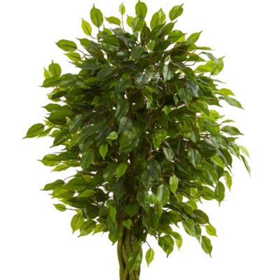5-Foot Braided Ficus Artificial Tree in Slate Planter UV Resistant (Indoor/Outdoor)