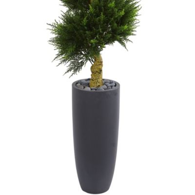 6-Foot Spiral Cypress Artificial Tree in Cylinder Planter UV Resistant (Indoor/Outdoor)