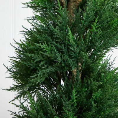 6-Foot Spiral Cypress Artificial Tree in Cylinder Planter UV Resistant (Indoor/Outdoor)