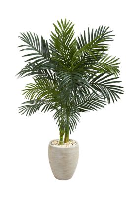 Nearly Natural Golden Cane Palm Tree in Oval Planter, Green