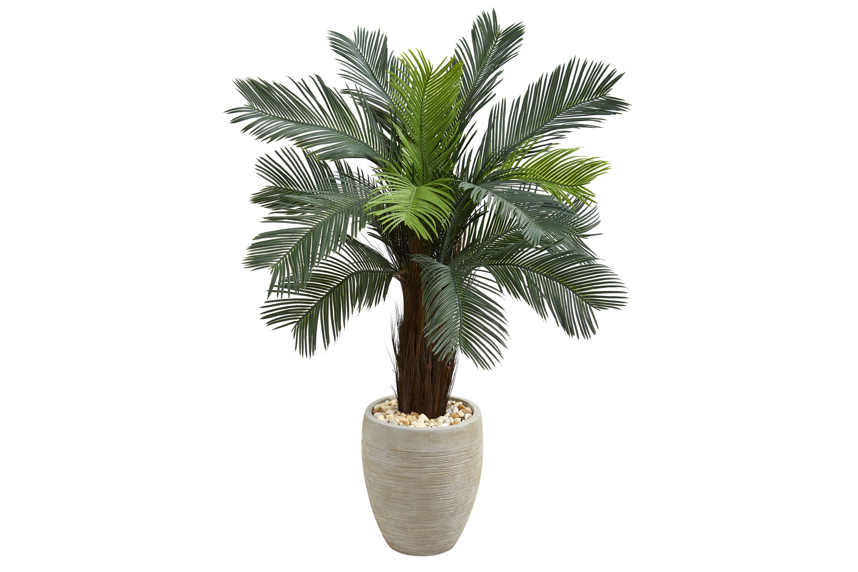 4.5-Foot Cycas Artificial Tree in Oval Planter UV Resistant (Indoor/Outdoor)