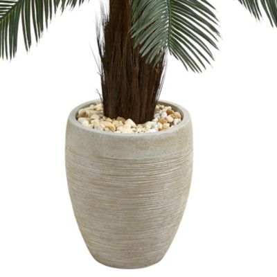 4.5-Foot Cycas Artificial Tree in Oval Planter UV Resistant (Indoor/Outdoor)