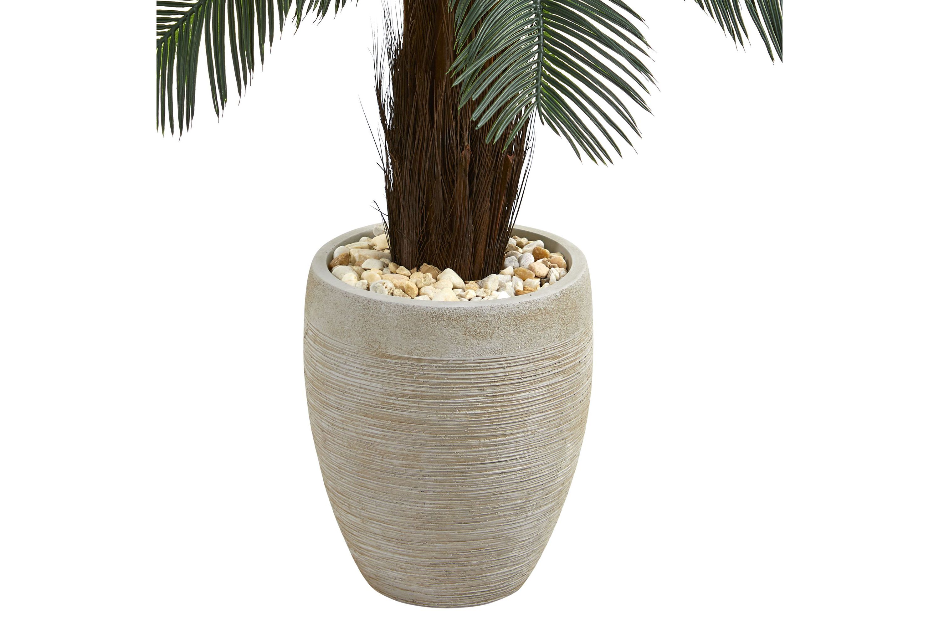 4.5-Foot Cycas Artificial Tree in Oval Planter UV Resistant (Indoor/Outdoor)