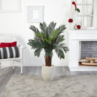 4.5-Foot Cycas Artificial Tree in Oval Planter UV Resistant (Indoor/Outdoor)