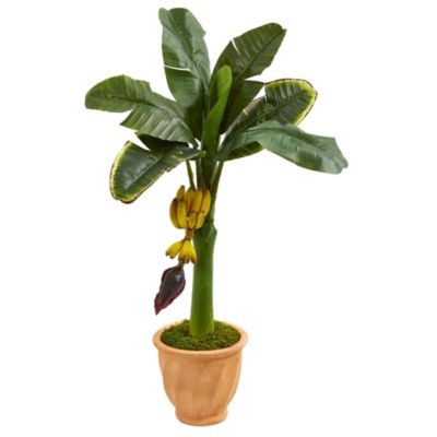 Nearly Natural 3-Foot Banana Artificial Tree in Terracotta Planter, Green
