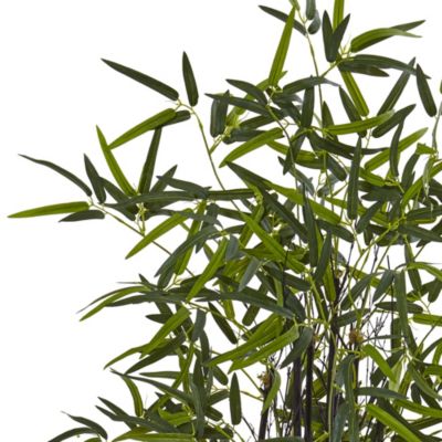 5-Foot Black Bamboo Artificial Tree in White Oval Planter