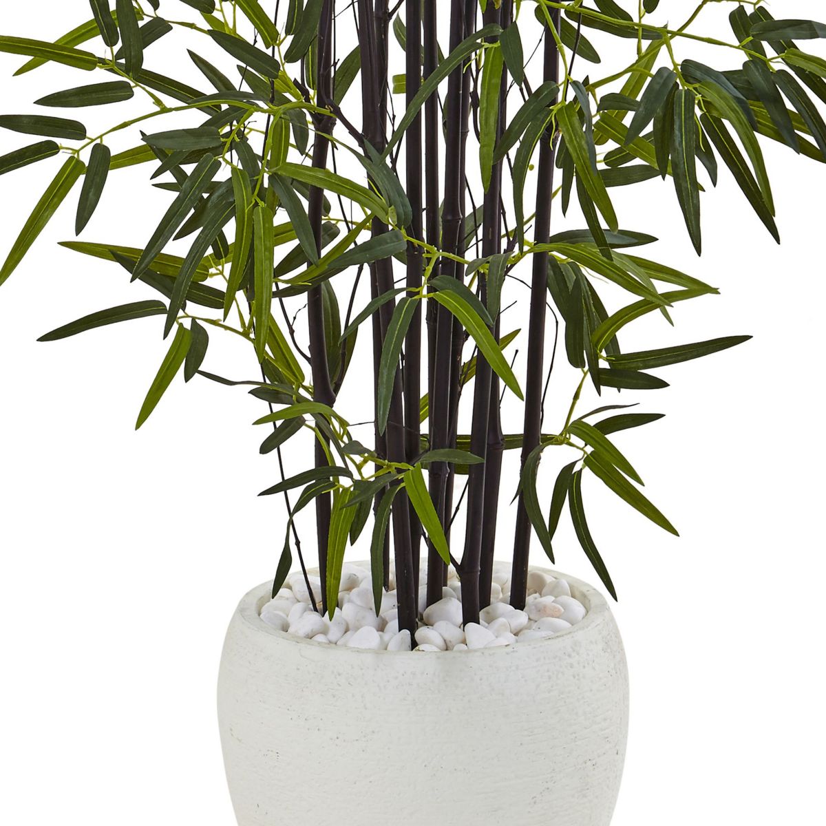 5-Foot Black Bamboo Artificial Tree in White Oval Planter