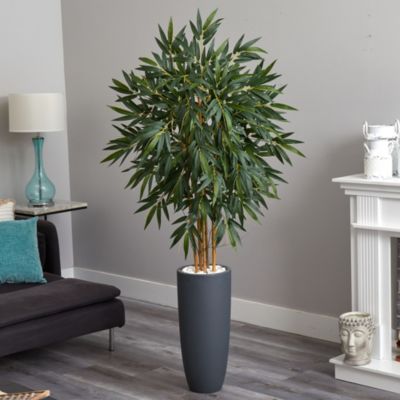 6.5-Foot Bamboo Artificial Tree in Gray Cylinder Planter