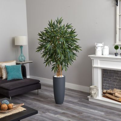 6.5-Foot Bamboo Artificial Tree in Gray Cylinder Planter