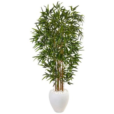 5-Foot Bamboo Artificial Tree in Oval White Planter