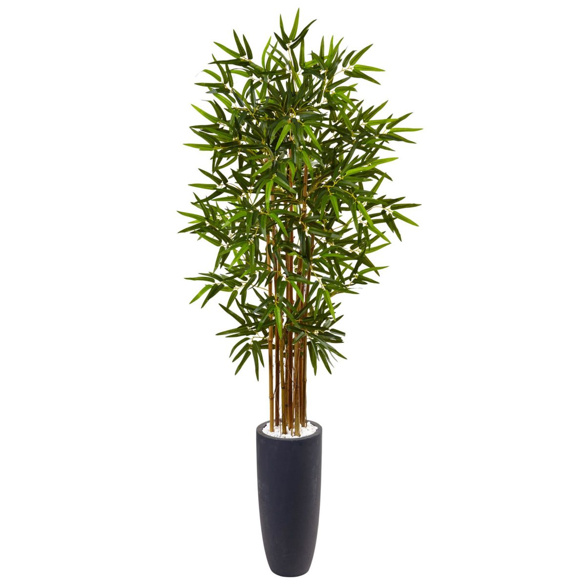 5-Foot Bamboo Artificial Tree in Gray Cylinder Planter