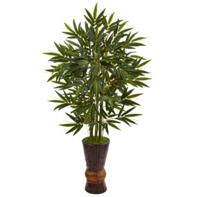 Nearly Natural 5-Foot Bamboo Artificial Tree in Bamboo Planter, Green -  0840703139801