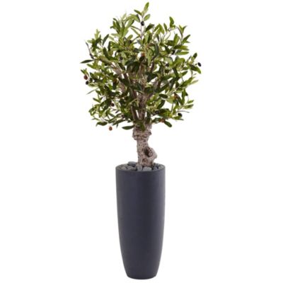 3.5-Foot Olive Artificial Tree in Gray Cylinder Planter