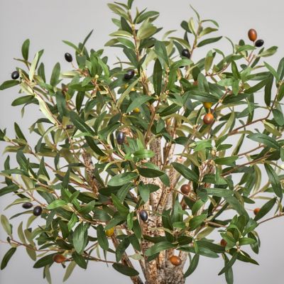 3.5-Foot Olive Artificial Tree in Gray Cylinder Planter