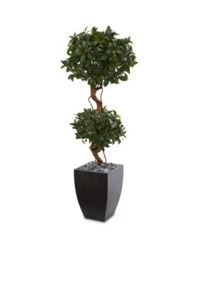 Nearly Natural Sweet Bay Artificial Double Topiary Tree, Green
