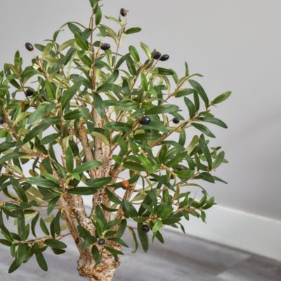 3.5-Foot Olive Artificial Tree in White Tower Planter