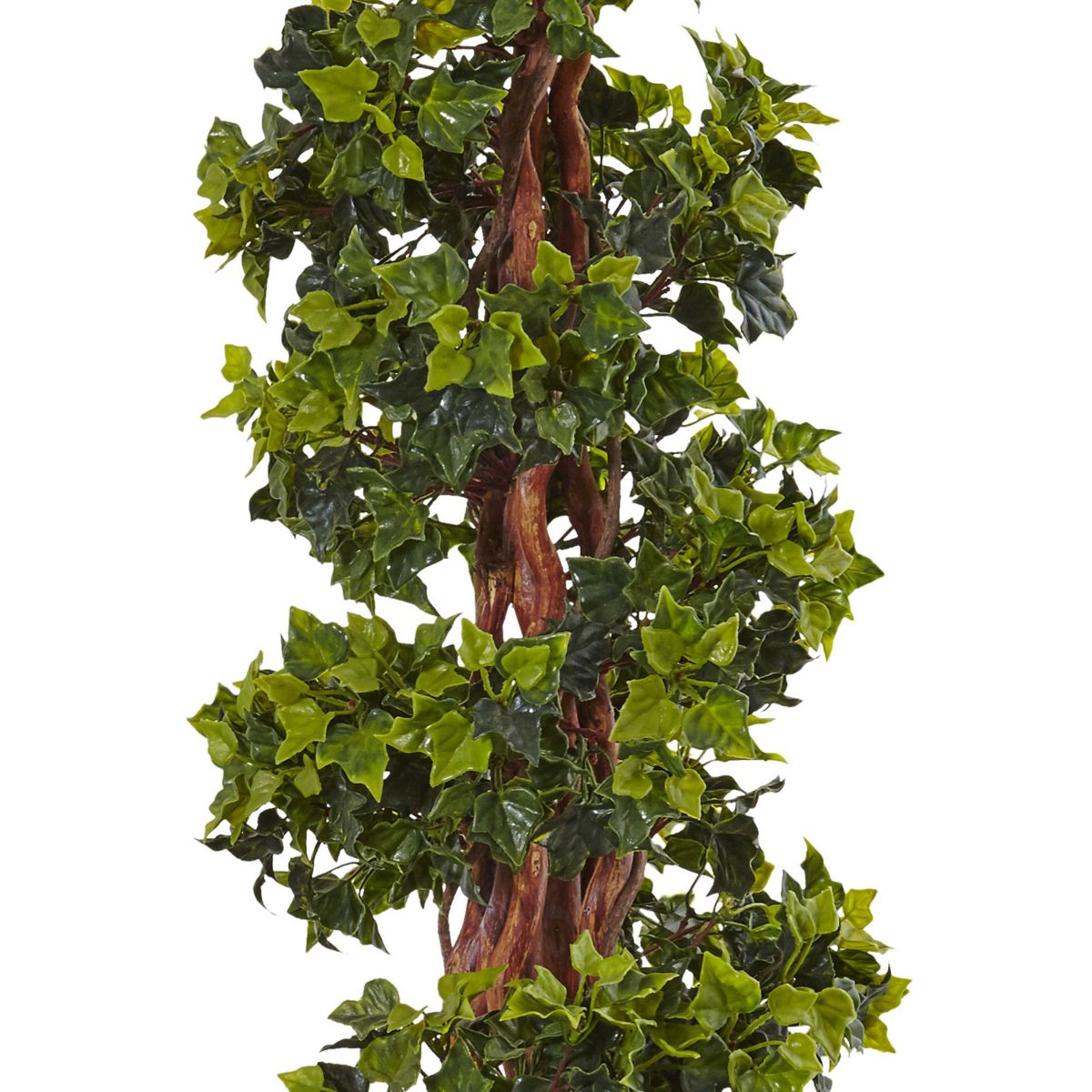 5-Foot English Ivy Spiral Topiary Artificial Tree in Gray Cylinder Planter UV Resistant (Indoor/Outdoor)