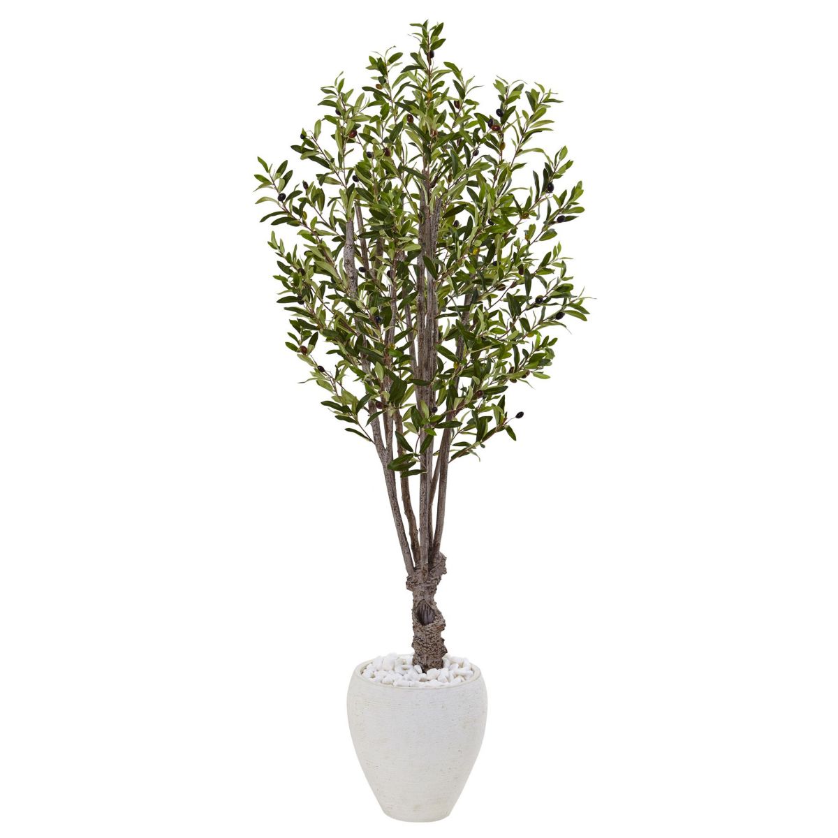 5-Foot Olive Artificial Tree in White Oval Planter