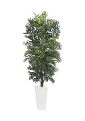 Nearly Natural Areca Tree in Tower Planter, Green