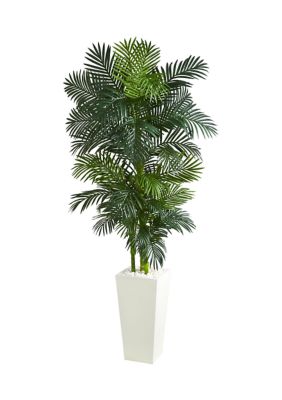 Nearly Natural Golden Cane Palm Tree in Tower Planter, Green