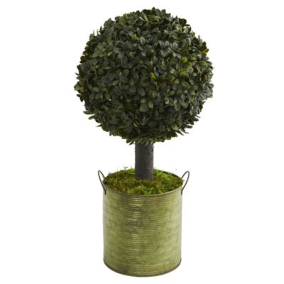 1.5-Foot Boxwood Ball Topiary Artificial Tree in Green Tin (Indoor/Outdoor)