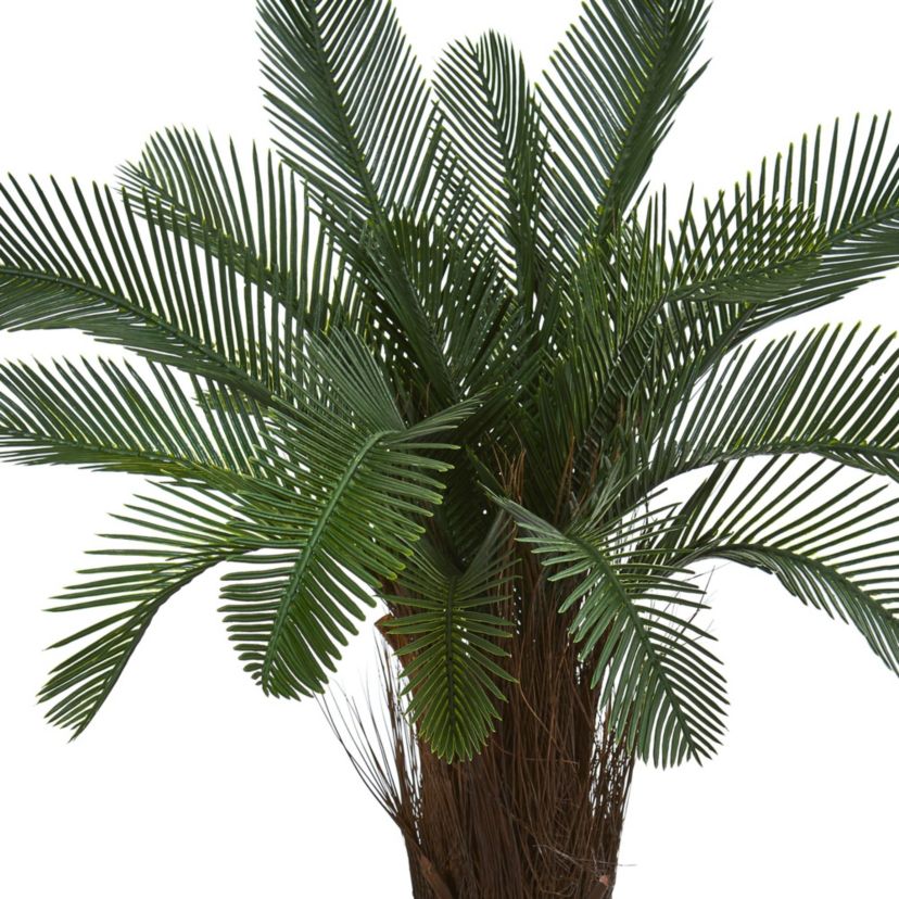 40-Inch Cycas Artificial Tree in White Tower Planter UV Resistant (Indoor/Outdoor)