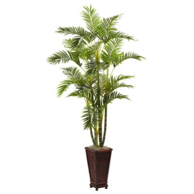 Nearly Natural 6.5' Areca with Decorative Planter, Green