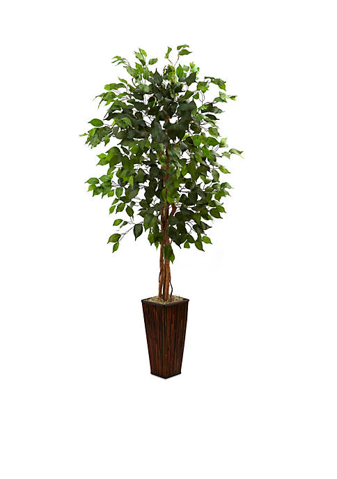 Nearly Natural Ficus Tree with Bamboo Planter
