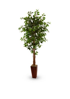Nearly Natural 6-ft. Ficus Tree with Bamboo Planter