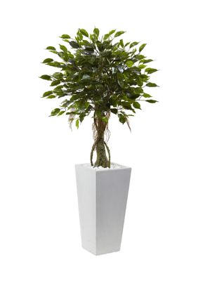 Nearly Natural Ficus Tree with Planter, Indoor/Outdoor, Green