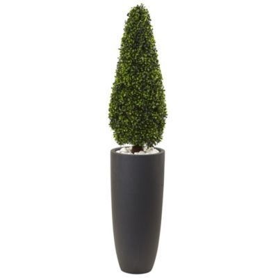 50-Inch Boxwood Topiary with Gray Cylindrical Planter UV Resistant (Indoor/Outdoor)