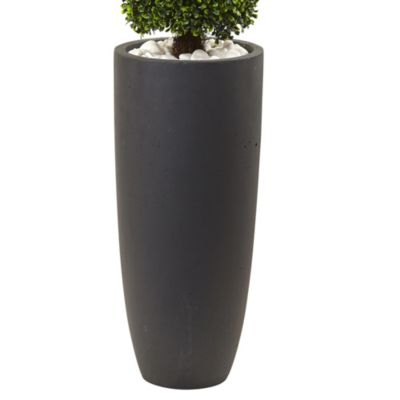 50-Inch Boxwood Topiary with Gray Cylindrical Planter UV Resistant (Indoor/Outdoor)