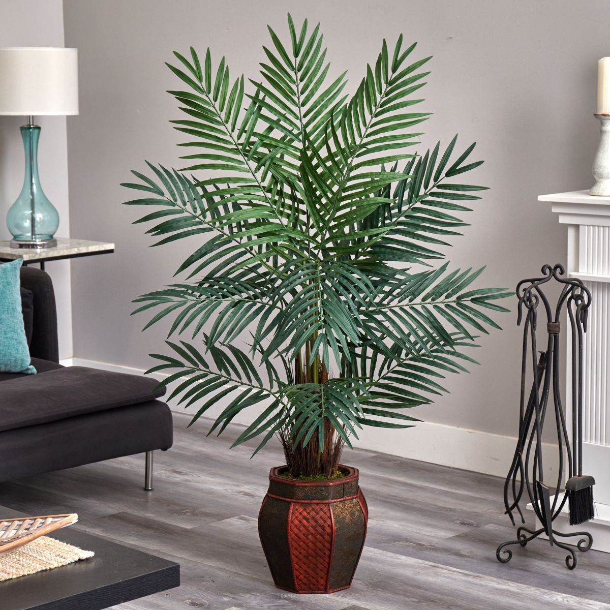 5-Foot Areca Palm Artificial Tree in Weave Planter