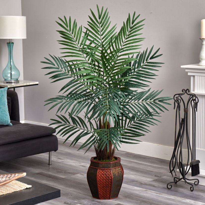 5-Foot Areca Palm Artificial Tree in Weave Planter