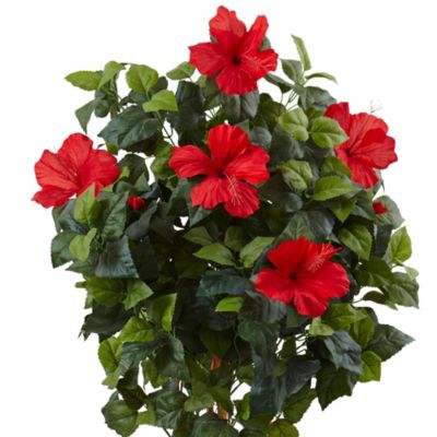 5-Foot Hibiscus Artificial Tree in Decorated Wooden Planter