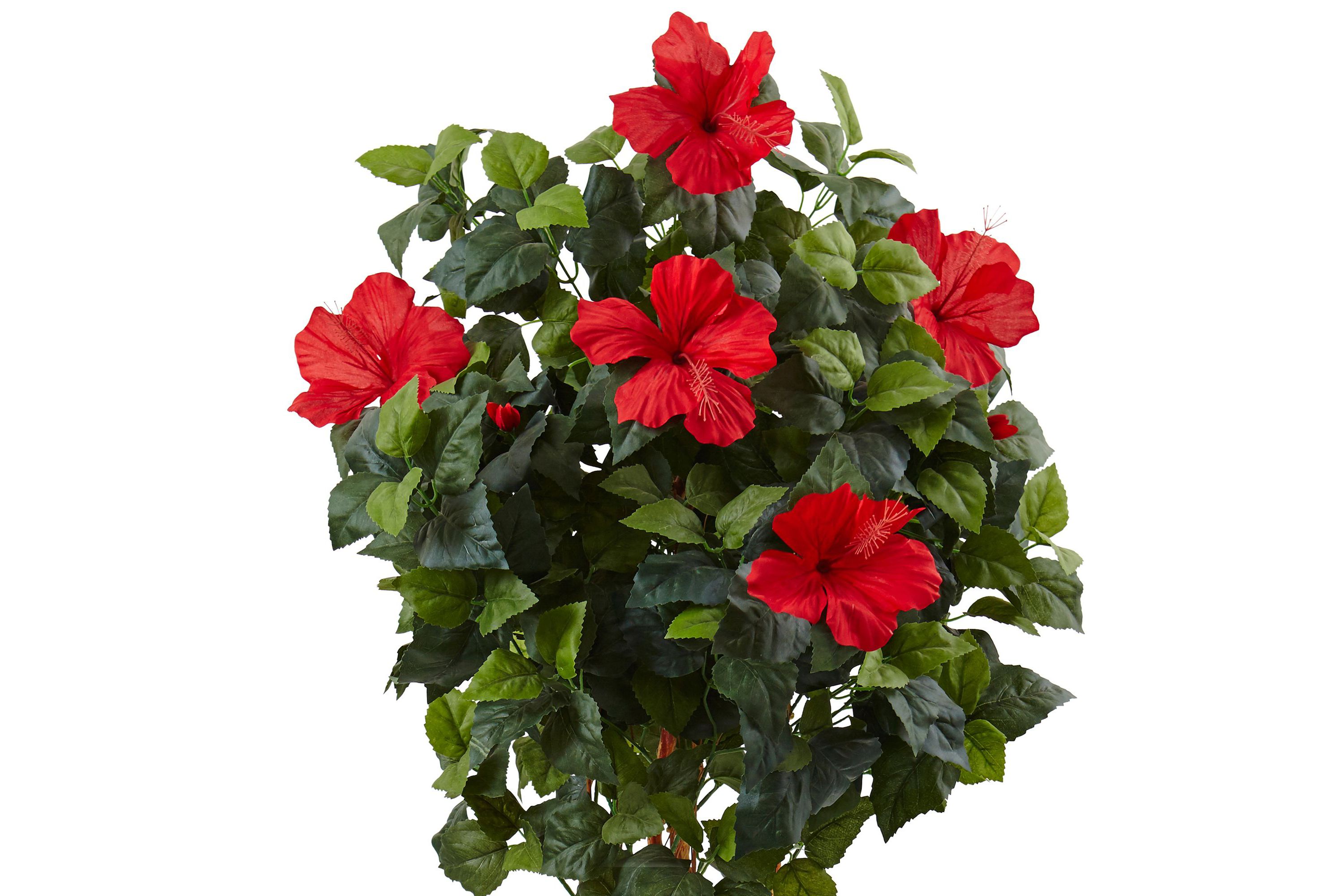 5-Foot Hibiscus Artificial Tree in Decorated Wooden Planter