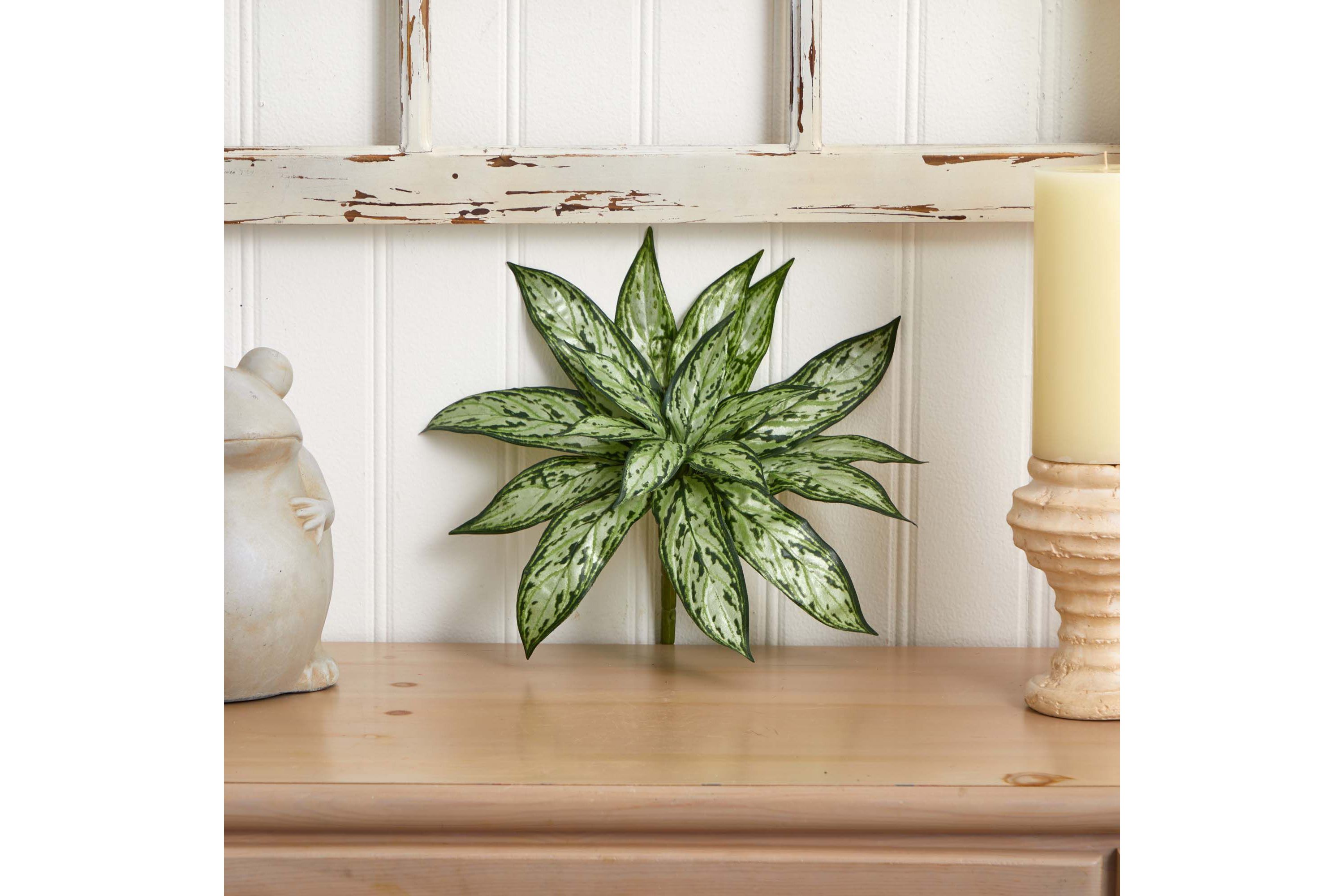 10-Inch Variegated Silver Queen Artificial Plant (Set of 6)