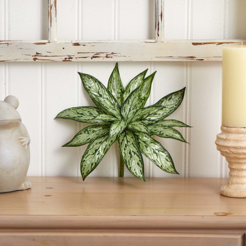 10-Inch Variegated Silver Queen Artificial Plant (Set of 6)