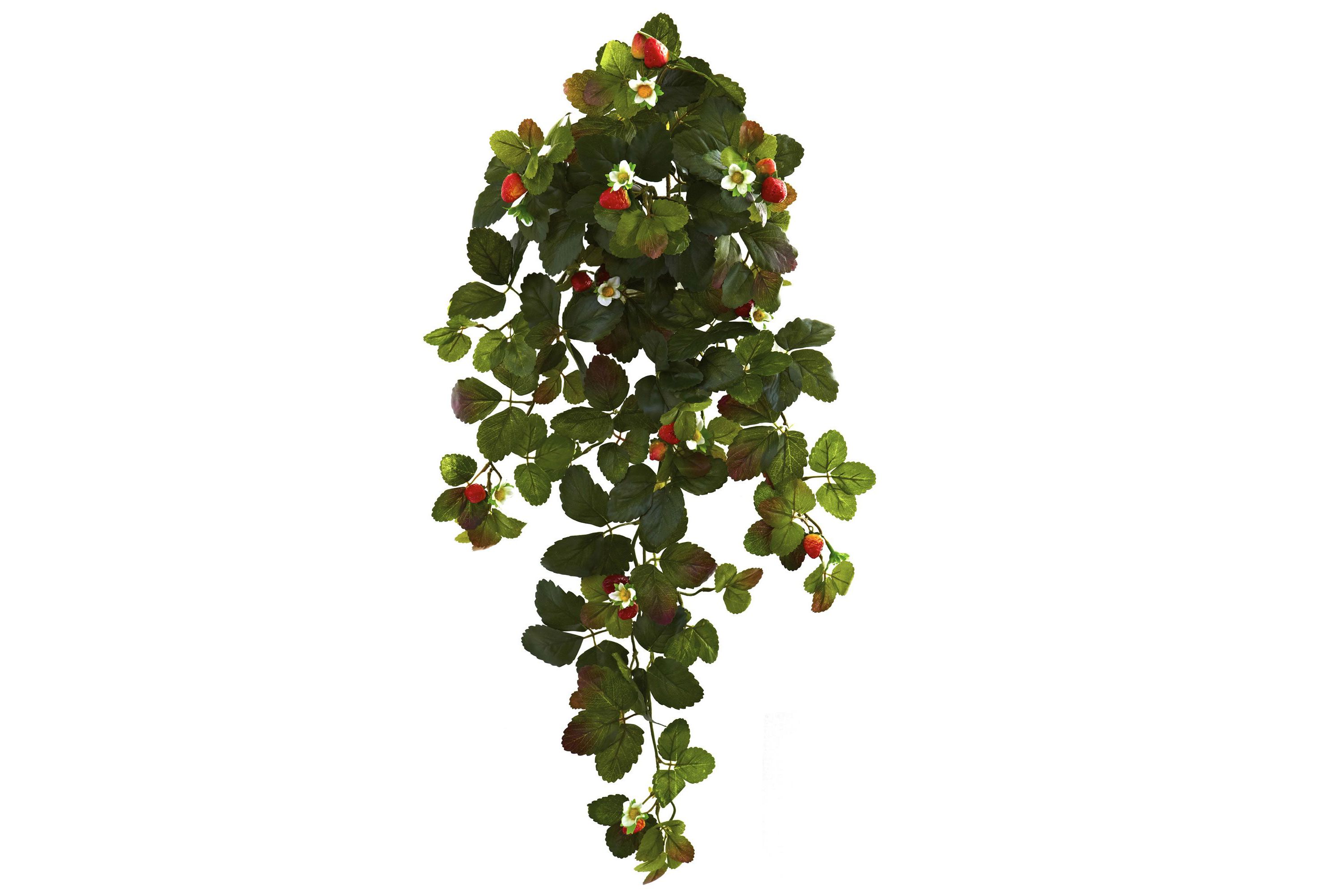 31-Inch Strawberry Hanging Bush with Berry (Set of 2)