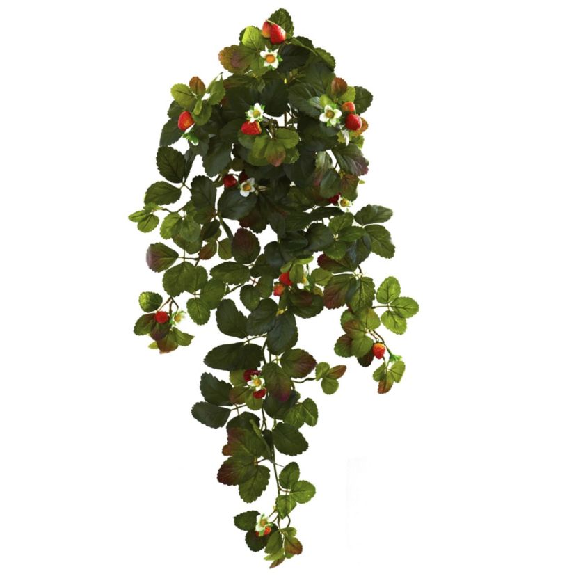 31-Inch Strawberry Hanging Bush with Berry (Set of 2)