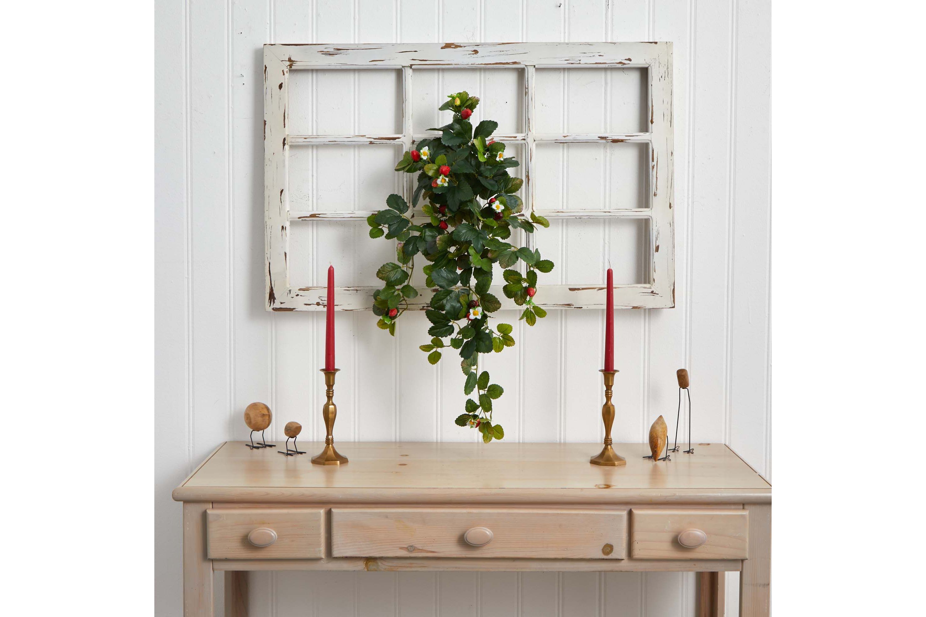 31-Inch Strawberry Hanging Bush with Berry (Set of 2)