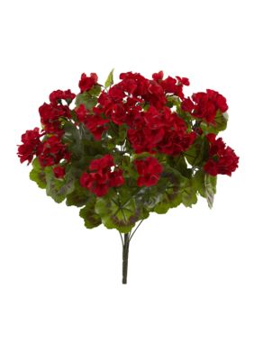 Nearly Natural Geranium Artificial Bush, Set of 3 (Indoor/Outdoor), Red