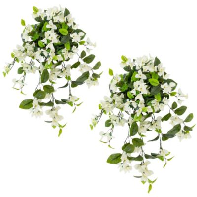 Nearly Natural 28-Inch UV Resistant Artificial Bougainvillea Hanging Plant (Indoor/Outdoor) - Set of 2