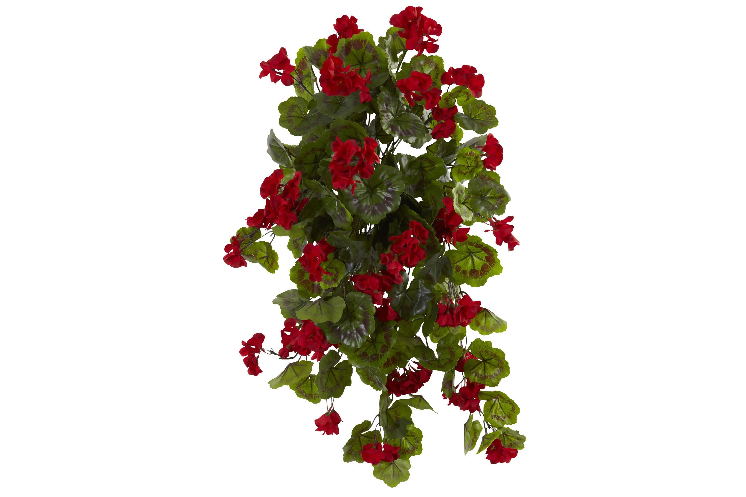 29-Inch UV Resistant Geranium Artificial Hanging Plant (Indoor/Outdoor) - Set of 2