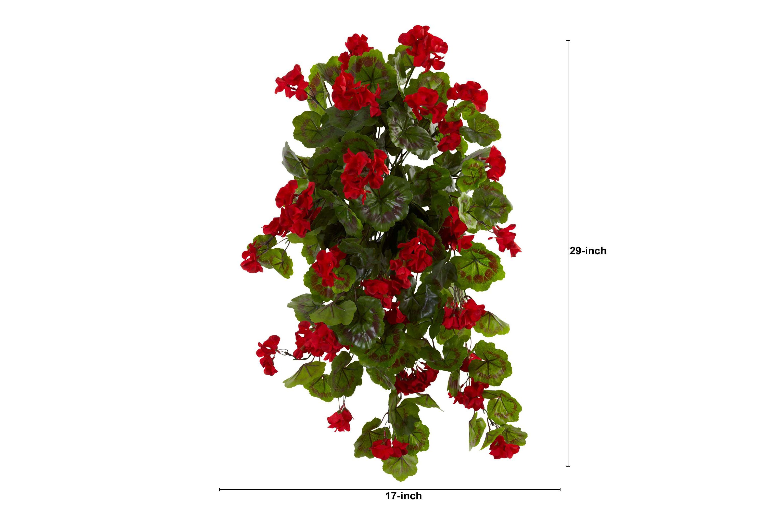 29-Inch UV Resistant Geranium Artificial Hanging Plant (Indoor/Outdoor) - Set of 2