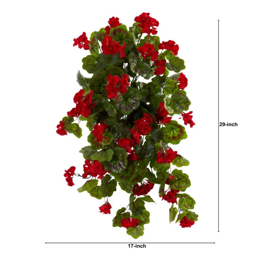 29-Inch UV Resistant Geranium Artificial Hanging Plant (Indoor/Outdoor) - Set of 2