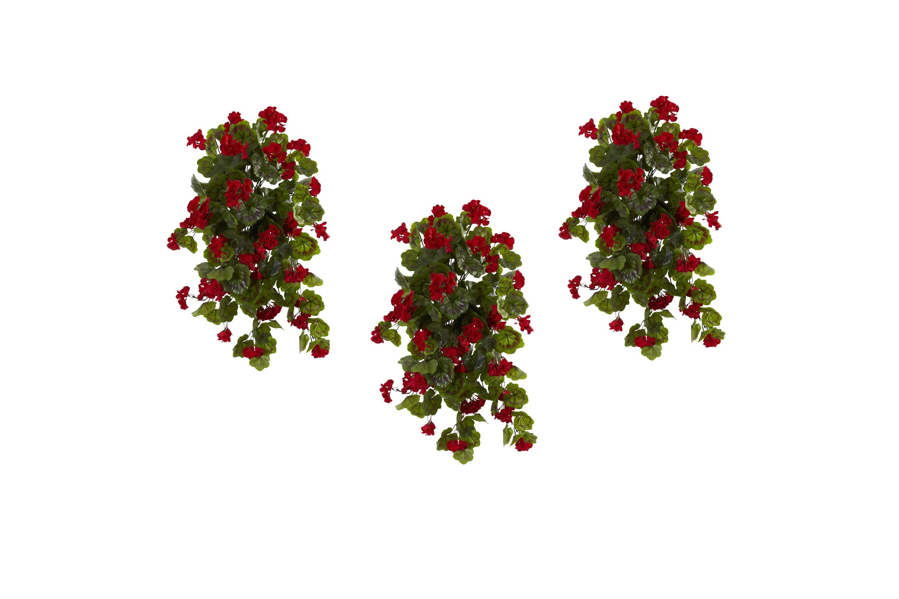 29-Inch UV Resistant Geranium Artificial Hanging Plant (Indoor/Outdoor) - Set of 2