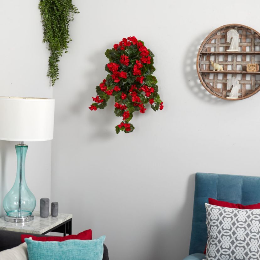 29-Inch UV Resistant Geranium Artificial Hanging Plant (Indoor/Outdoor) - Set of 2